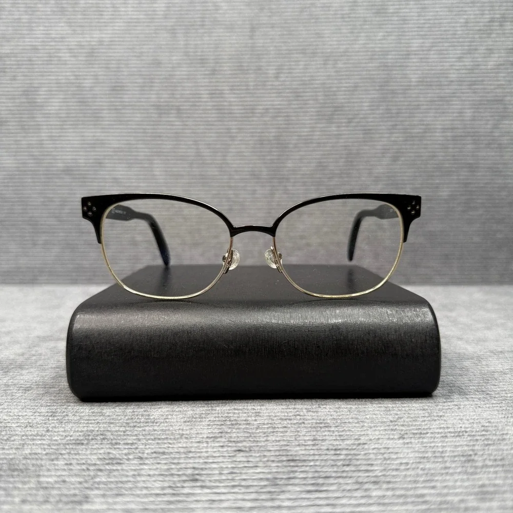 Chloe‎ CE2131 752 Cat Eye Y2K Eyeglasses Black Gold Metal Frame Italy 53-17-140